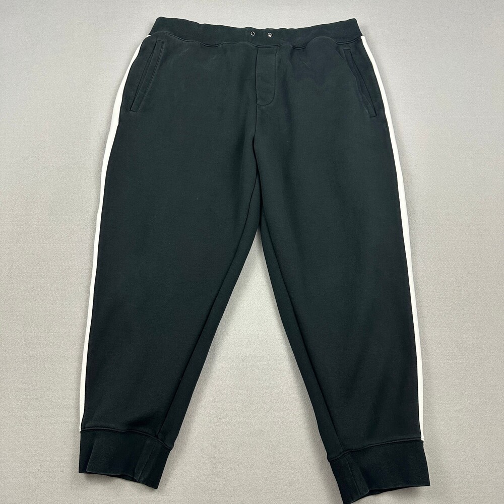 Polo Ralph Lauren Sweatpants Men 1XB Black White Spell Out Stripe Track Jogger *